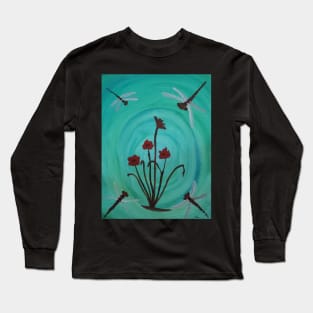 Ruby Red oil and watercolor painting by tabitha kremesec Long Sleeve T-Shirt